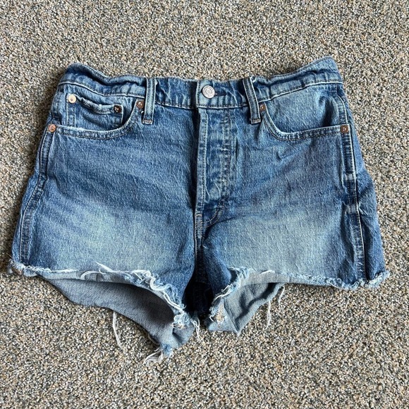 Gap Cheeky Shorts High Rise Distressed Fray Hem Stretch Denim Women's 4/27 - Picture 1 of 5